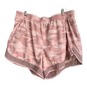 EUC Athleta Printed Mesh Racer Running Athletic Shorts Pink Camo Plus Size 1X
